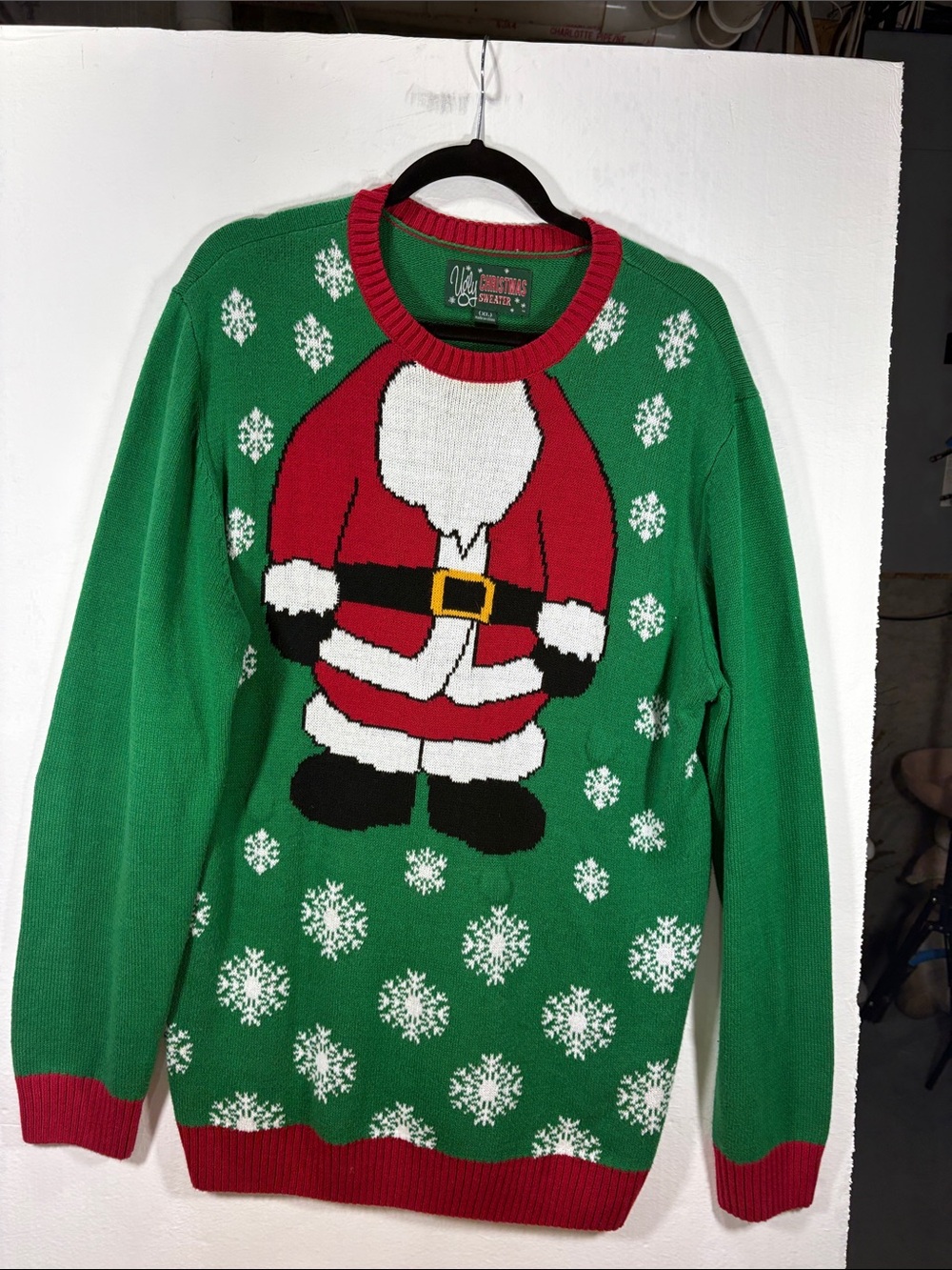 Ugly Christmas Sweater - Green Red White Black Crewneck